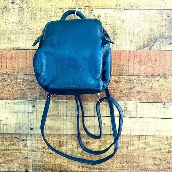 Free People Moonlight Mini Convertible Backpack Navy Metallic - Picture 2 of 9